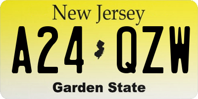 NJ license plate A24QZW