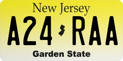 NJ license plate A24RAA