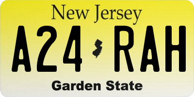 NJ license plate A24RAH