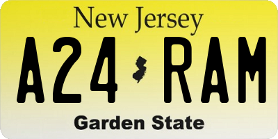 NJ license plate A24RAM