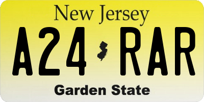 NJ license plate A24RAR