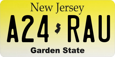 NJ license plate A24RAU