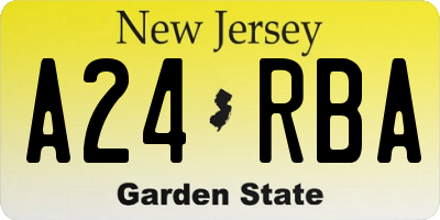 NJ license plate A24RBA