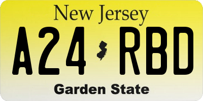NJ license plate A24RBD