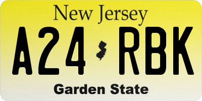NJ license plate A24RBK