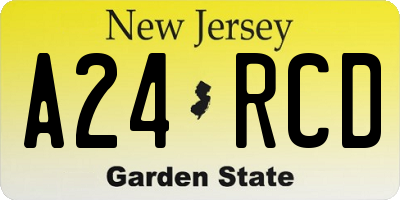 NJ license plate A24RCD