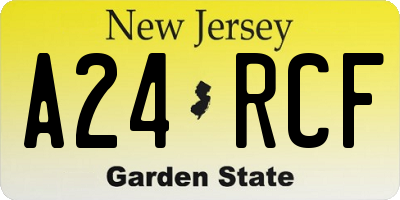 NJ license plate A24RCF