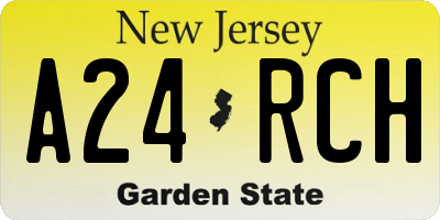 NJ license plate A24RCH