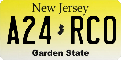 NJ license plate A24RCO