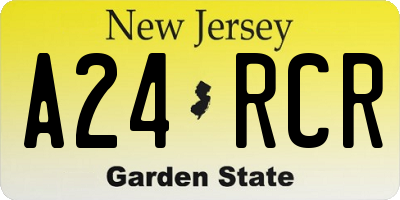 NJ license plate A24RCR