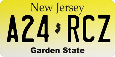 NJ license plate A24RCZ