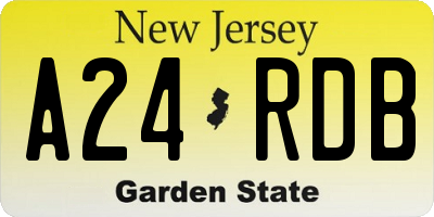 NJ license plate A24RDB