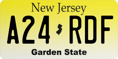 NJ license plate A24RDF