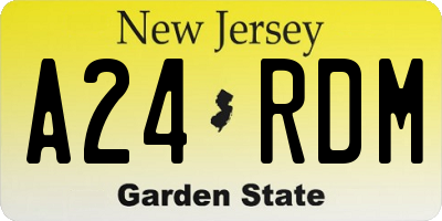 NJ license plate A24RDM