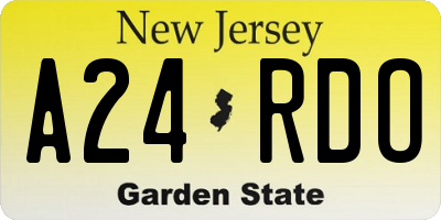 NJ license plate A24RDO