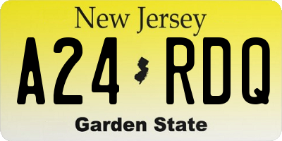 NJ license plate A24RDQ