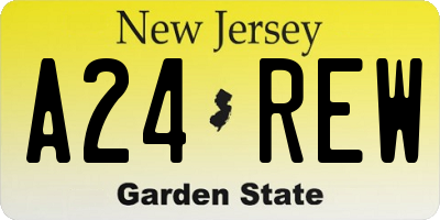 NJ license plate A24REW