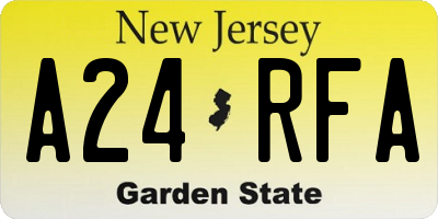 NJ license plate A24RFA