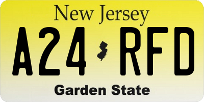 NJ license plate A24RFD