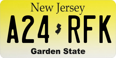 NJ license plate A24RFK