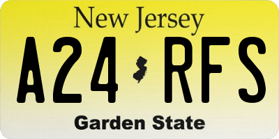 NJ license plate A24RFS