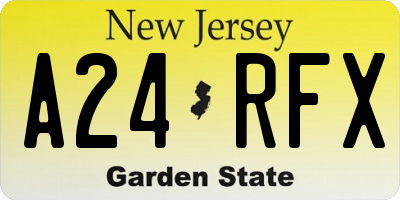 NJ license plate A24RFX