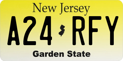 NJ license plate A24RFY