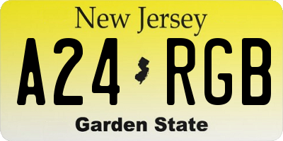 NJ license plate A24RGB