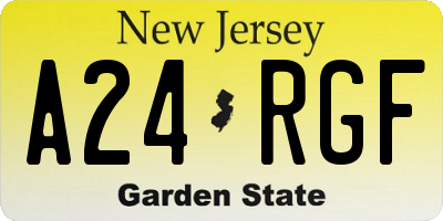 NJ license plate A24RGF