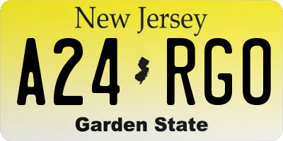 NJ license plate A24RGO
