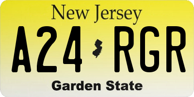 NJ license plate A24RGR