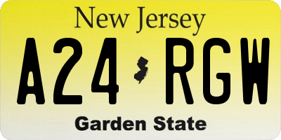 NJ license plate A24RGW