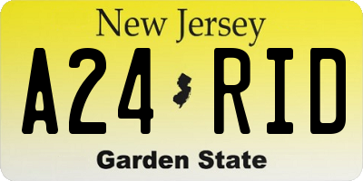 NJ license plate A24RID