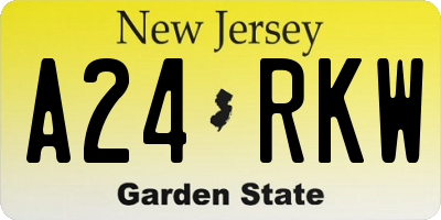 NJ license plate A24RKW