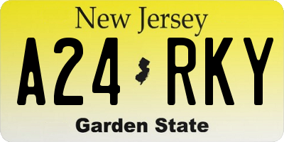 NJ license plate A24RKY