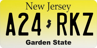 NJ license plate A24RKZ