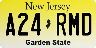 NJ license plate A24RMD
