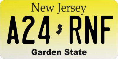 NJ license plate A24RNF