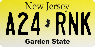 NJ license plate A24RNK