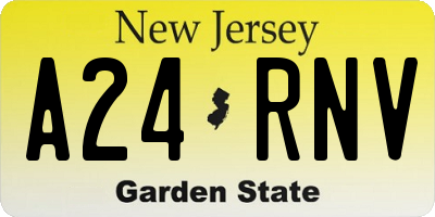 NJ license plate A24RNV