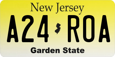 NJ license plate A24ROA