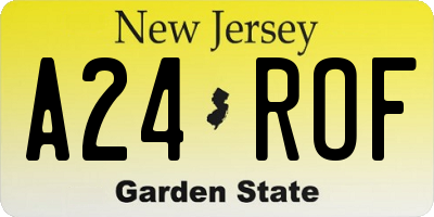 NJ license plate A24ROF