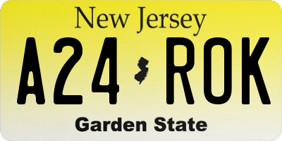 NJ license plate A24ROK