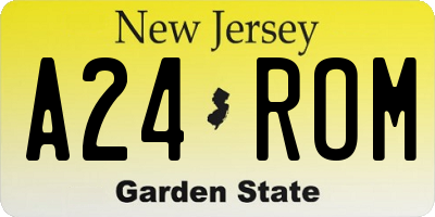 NJ license plate A24ROM