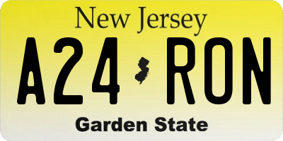 NJ license plate A24RON