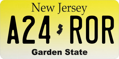 NJ license plate A24ROR