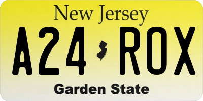 NJ license plate A24ROX