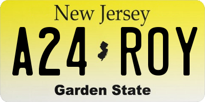 NJ license plate A24ROY
