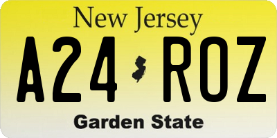 NJ license plate A24ROZ