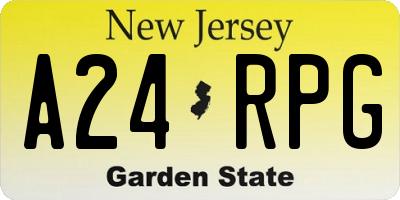 NJ license plate A24RPG